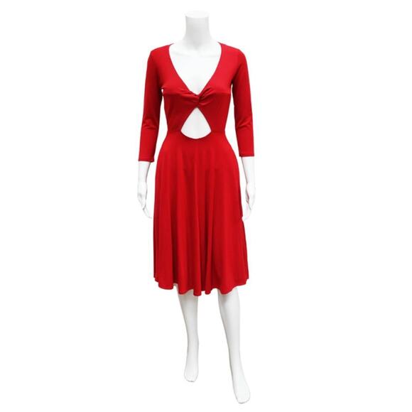 Reformation Red Knot Fit & Flare Cut Out Dress Size Small - Picture 1 of 2
